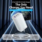  3-port USB(C+C+A) GaN Charger(65W/30W/30W) JP/US-Plug 