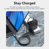  Cáp sạc nhanh, vải dù Vention Cotton Braided Cable With LED Display 5A/100W - TAY (E-Marker Chip, PD Fast charge) 