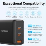  Vention 3-Port USB (C+C+A) GaN Charger (100W/65W/30W) UK-Plug 