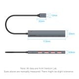  HUB Chuyển Data Tốc Độ Cao 5in1 USB3.2 Gen2 VENTION CKH (USB-C to USB 3.2 Gen 2 Type-A x 4, 10Gbps Data speed, 5V/3A PD Support) 