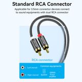  Cotton Braided 3.5mm Male to 2RCA Male Audio Cable Blue Aluminum Alloy Type 