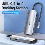  HUB chuyển đa năng Vention 5in1 Type C to HDMI/USB 3.0x3/PD Docking Station - TOD (PD100W, 4K@30Hz, USB3.0 5Gbps high speed) 