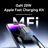  Vention 1-Port USB-C GaN Charger (20W) Gray with USB-C to Lightning Cable (1M) Black EU-Plug 