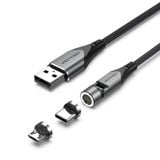  Cáp Sạc Nhanh 2-in-1 USB to Type-C + Micro-B VENTION CQX (3A, 540° Rotating Magnetic Cable, 480Mbps) 