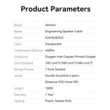  Dây loa chống nhiễu chất lượng cao Vention 2*100 Core Engineering Speaker Cable 100M Transparent - BJA (100 met) 