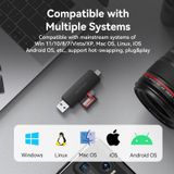  Vention 2-in-1 USB 3.0 A+C Card Reader(SD+TF) Black Dual Drive Letter 