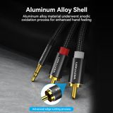  Cotton Braided 3.5mm Male to 2RCA Male Audio Cable Blue Aluminum Alloy Type 