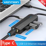  HUB Mở Rộng Đa Năng 5-in-1 VENTION TGP (Type-C to 3*USB 3.0/1*RJ45 1Gbps/1*PD) 