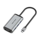  Multi-function USB-C to HDMI/VGA/USB3.0*3/PD Docking Station 0.15M Gray Metal Type 