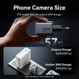  Vention 2-Port USB (C + A) GaN Charger (30W/18W) Gray with USB-C to USB-C Cable (1M) Black EU-Plug 