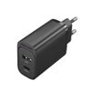  2-port USB(A+C) Wall Charger (18W+20W) EU-Plug Black 