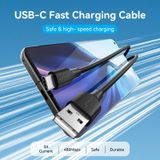  USB 2.0 A Male to C Male 3A Cable Black 