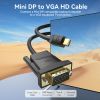 Mini DP Male to VGA Male HD Cable for laptop computer TV 
