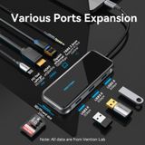  HUB chuyển đa năng Vention 9in1 Docking Station Mirrored Surface - TFL (USB-C to HDMI/USB 3.0x3/RJ45/SD/TF/TRRS 3.5mm/PD) 