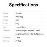  Túi phụ kiện Vention Mesh Bag Gray - KRE (10cm x 12cm, Bộ 2/4/6 túi) 