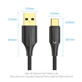  Vention Nylon Braided USB 2.0 A Male to C Male 3A Cable  LED Type 