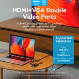  HUB mở rộng đa năng 7in1 Vention USB-C to HDMI/VGA/USB 3.0x3/RJ45/PD Docking Station - TFK (PD100W, HMDI 4K@30Hz +VGA 1080P@60Hz, 1000Mbps LAN) 