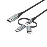  Cáp Sạc Nhanh MFi USB to M+L+C VENTION CQJ (2.4A,Fast Charging) 