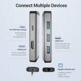  Type-C to HDMI/USB3.0*3/RJ45/PD Converter 0.15M Gray Metal Type 