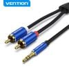  Cotton Braided 3.5mm Male to 2RCA Male Audio Cable Blue Aluminum Alloy Type 