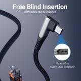  Cáp sạc Micro USB Vention  Right Angle 3A Fast Charge Cable (Đầu Micro USB cắm 2 chiều, USB 2.0 A Male to Micro USB Male, Aluminum Alloy) 