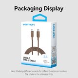  Vention USB 2.0 Type-C Male to Type-C Male 3A Cable Gold Aluminum Alloy Type 