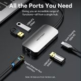  Hub chuyển mở rộng tốc độ cao Vention 5in1 Extention Adapter PD100W - TNF (USB-C to USB3.0x3/RJ45/PD, Compatible with Google Chromecast TV) 