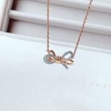  Dây Chuyền nơ vàng hồng Swarovski - Swarovski Lifelong Bow Pendant, White, Mixed Metal Finish 