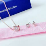  Set bi Attract màu rose Swarovski - Swarovski Attract set Round cut, White, Rose gold-tone plated 