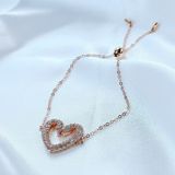  Lắc tay thiên nga chụm đầu Swarovski màu vàng hồng - Swarovski Una bracelet Heart, Medium, White, Rose gold-tone plated 