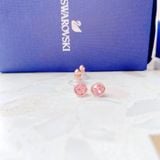  Khuyên nụ hồng Swarovski - Solitaire stud earrings Round cut, Pink, Rose gold-tone plated 
