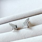  Khuyên tai Swarovski bướm trắng - Swarovski Lilia stud earrings, Butterfly, White, Rhodium plated 
