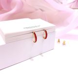  Khuyên tai Swarovski cong ôm tai đỏ  - Swarovski The Elements Hoop Pierced Earrings Red, Gold-tone plated 