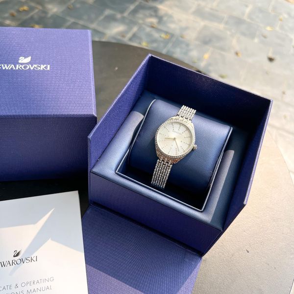  Đồng hồ Swarovski Attract tone trắng - Attract watch Swiss Made, Pavé, Metal bracelet, Silver tone, Stainless steel 