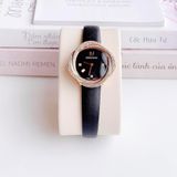  Đồng hồ Crystal flower dây da đen - Crystal Flower watch Swiss Made, Leather strap, Black, Rose gold-tone finish 