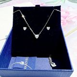  Set dây chuyền - khuyên tai Swarovski trắng - Swarovski Attract set Heart, White, Rhodium plated 