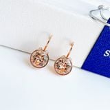  Khuyên tai Swarovski Bella V màu vàng hồng -  Swarovski Bella V drop earrings Round cut, Gold tone, Rose gold-tone plated 
