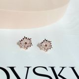  Khuyên hoa tuyết Swarovski màu vàng hồng - Swarovski Magic stud earrings Snowflake, White, Rose gold-tone plated 