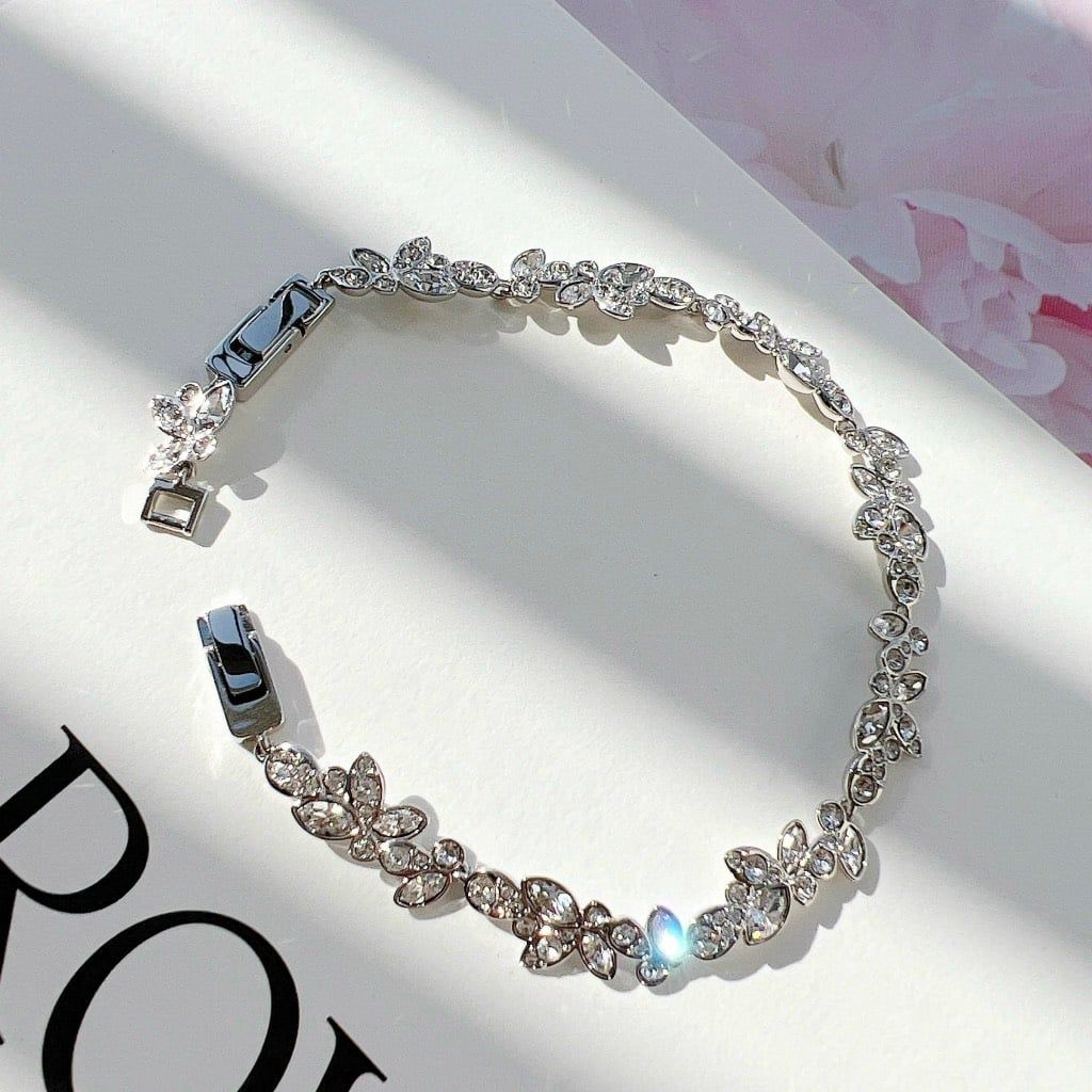  Lắc tay Swarovski Diapason hoa pha lê trắng - Swarovski Diapason bracelet, Mixed cuts, White, Rhodium plated 