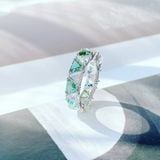  Nhẫn Swarovski Ortyx cocktail màu xanh lá cây - Swarovski Ortyx cocktail ring Triangle cut, Green, Rhodium plated 