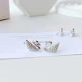  Khuyên tai thiên nga Swarovski màu trắng - Swarovski Swan Pierced Earrings, White, Rhodium Plated 