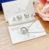  Set dây chuyền - khuyên tai ngọc trai Swarovski - Swarovski Nude set White, Rhodium plated 