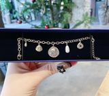  Lắc thiên nga gold charm Swarovski - Swarovski Vintage Swan Gold Tone Dark Multi Colored Crystal Bracelet 