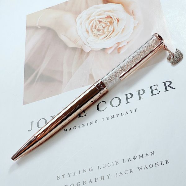  Crystalline ballpoint pen Swan, Rose gold tone, Rose gold-tone plated 