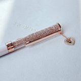 Bút ký Swarovski mẫu gắn charm tim - Swarovski Crystalline ballpoint pen Heart, Rose gold tone, Pink lacquered, Rose gold-tone plated 