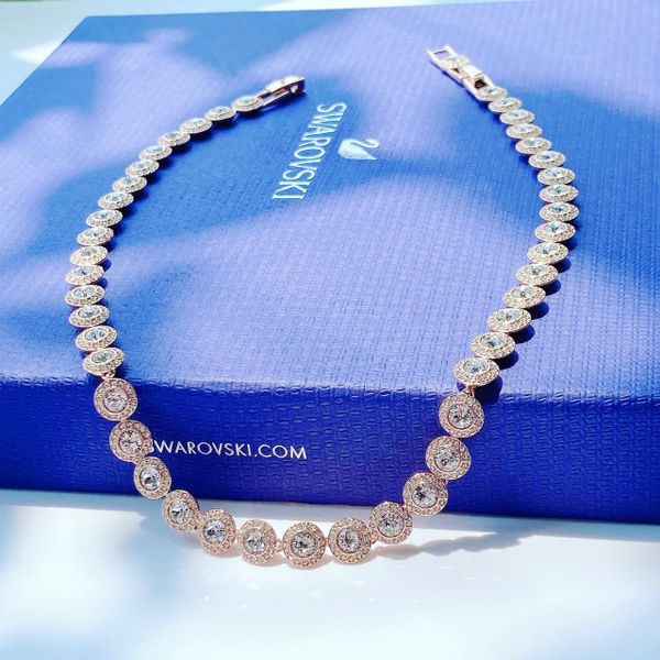  Dây chuyền Swarovski Angelic màu vàng hồng - Swarovski Angelic necklace Round cut, White, Rose gold-tone plated 