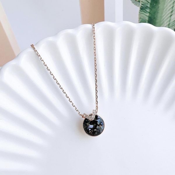  Dây chuyền Swarovski Bella V màu ghi - Swarovski Bella V pendant Round cut, Gray, Rose gold-tone plated 