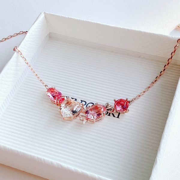  Dây chuyền Swarovski Gema kẹo ngọt - Swarovski Gema 520 pendant Candy and heart, Pink, Rose gold-tone plated 