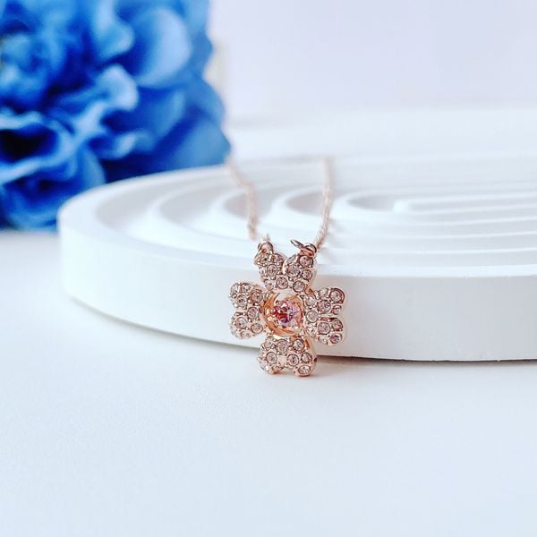  Dây chuyền Swarovski Idyllia cỏ bốn lá vàng hồng - Swarovski Idyllia pendant Clover, White, Rose gold-tone plated 