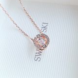  Dây chuyền Swarovski đá nhảy tròn màu vàng hồng - Swarovski Sparkling Dance necklace Round cut, White, Rose gold-tone plated 